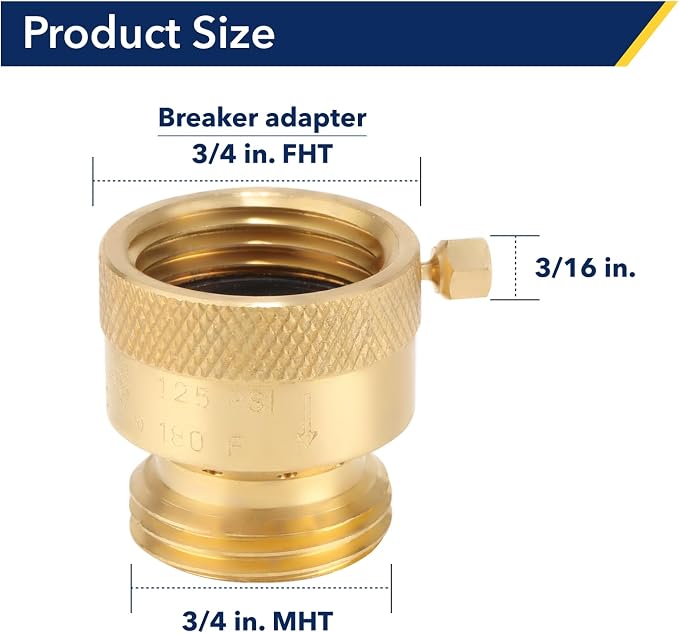 Brass Hose Bib Backflow Preventer, 3/4 "FHT x 3/4" MHT, Garden Hose Bib - Image 6