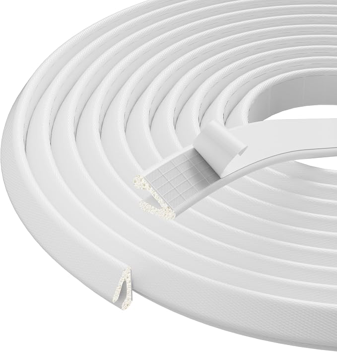 V Shape Thin Foam Weather Stripping Door Frame Seal Strip 19.7FT White | Draft by KNEELISA