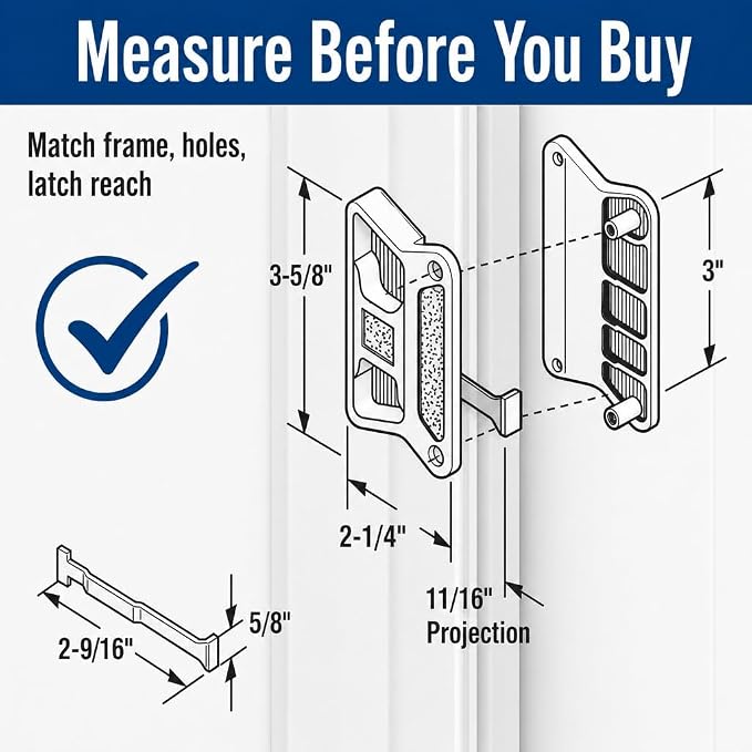 Prime-Line A 212 White Sliding Screen Door Handle, fits Superior - Image 7
