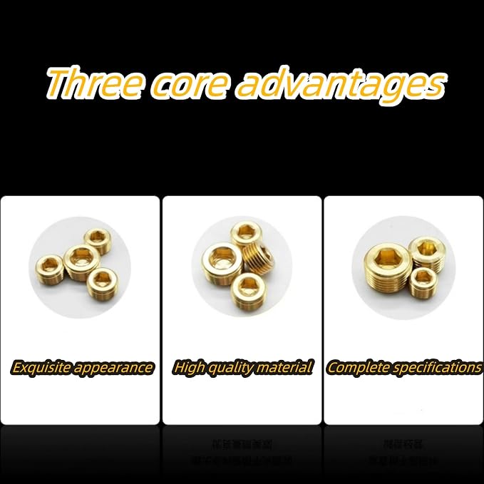 8PCS 3/4" NPT Brass Male Pipe Plug Fitting Hex Counter Sunk Pipe Plug - Image 2