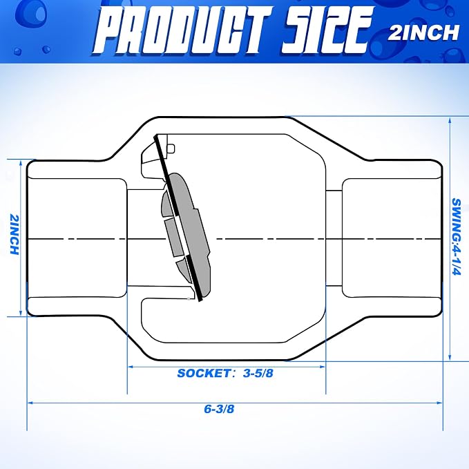 Geetery 1 Pcs 2'' PVC Check Valve Slip Swing No Spring Back Flow Preventer - Image 2