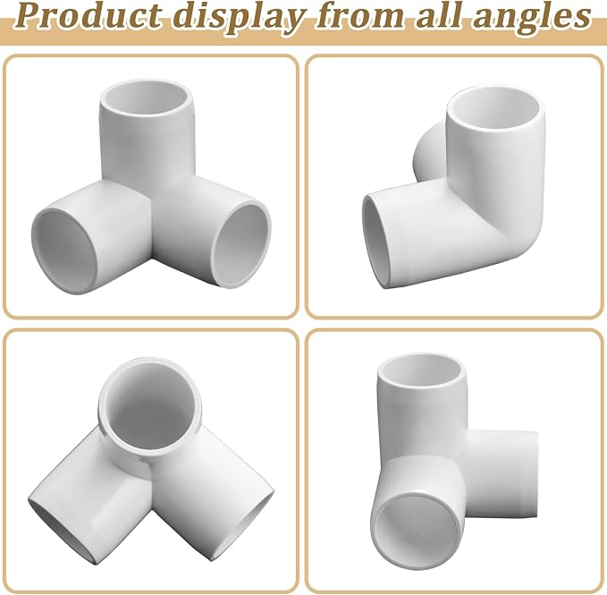 12-Pack 3/4" PVC Fittings 3 Way, Furniture Grade 3/4 Inch PVC Pipe Fittings 3 - Image 6