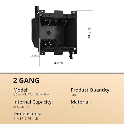 2-Gang Old Work Box, 25 cu.in., Fire Rated | PVC box - Image 4