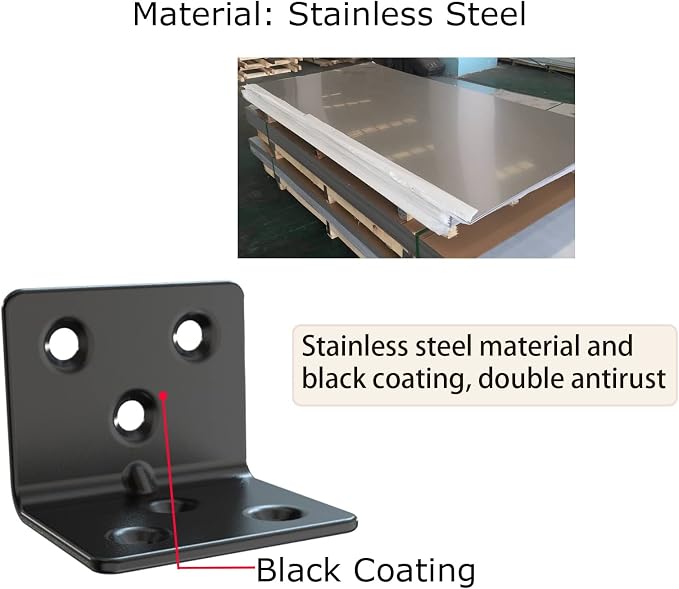 Black Stainless Steel Shelf Bracket, Joint Right Angle Bracket, L Shape Heavy - Image 5