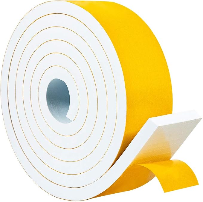 Yotache White Foam Weather Stripping Adhesive 2" x3/8", 6.5 Ft | by yotache