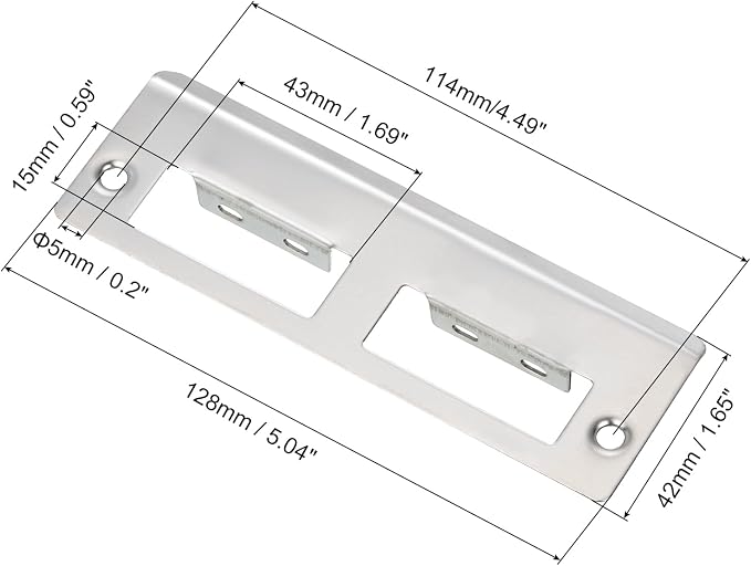 uxcell Door Strike Plate, 128mm x 42mm 201 Stainless Steel Latch Deadbolt - Image 2