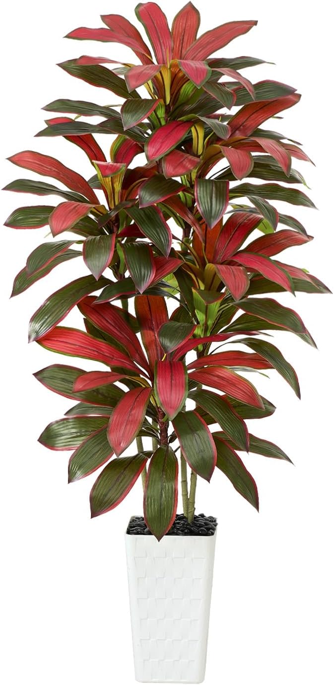 Artificial Red Dracaena Tree Indoor, 6FT Tall Fake Floor Plants by TXABL