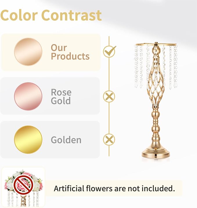 Nuptio 2 Pcs Crystal Flower Stand Wedding Centerpieces - Image 4