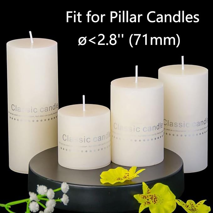 Pillar Candle Holders Stands Set of 2, Matte Black, 6.2" & 8.7" | Candle Holders - Image 4