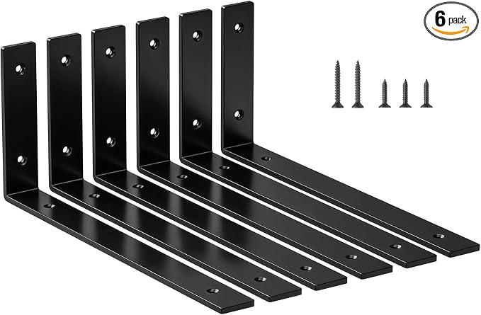 LSK 6PCS Shelf Bracket, L 12"×H 5", 5mm Thick Heavy Duty L Bracket, Max Load: by LSK