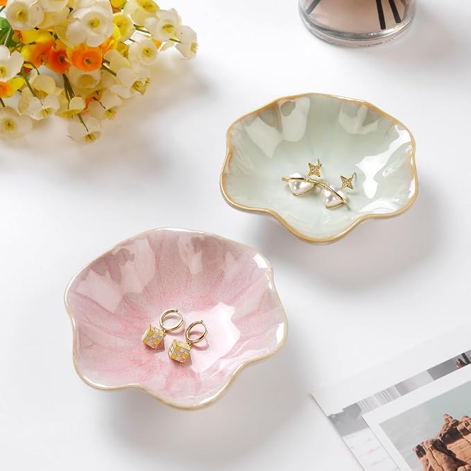 JAMEND CLXP Lotus Leaf Shape Decorative Ring Tray, Small Key Bowl, Ceramic - Image 4