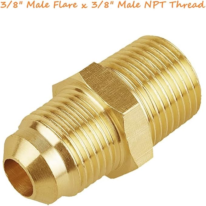 2pcs Metals Brass Tube Fitting Half Union Connector 3/8" Flare x 3/8" Male Pipe - Image 2