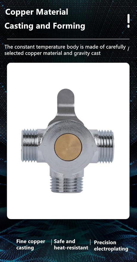 3/8" Manual Mixing Valve for Hot and Cold Water, Three-way Solid Brass - Image 4