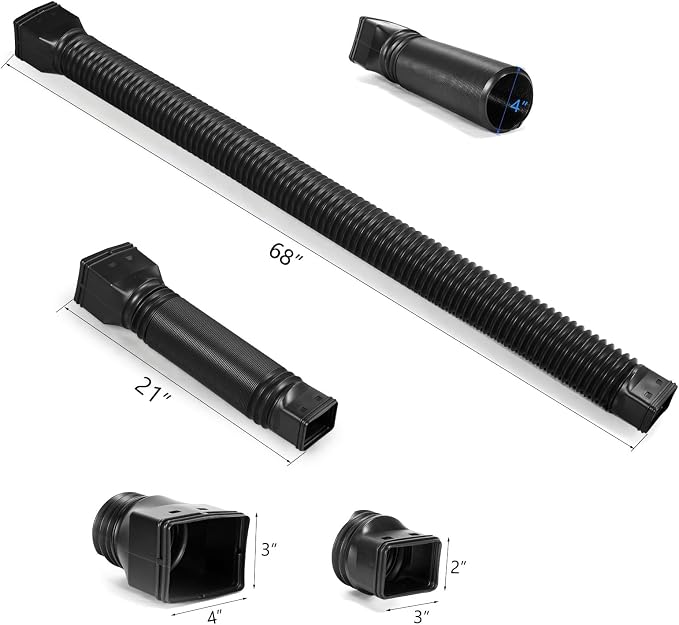 plusgutter Black-2pack Rain Gutter Downspout Extensions Flexible, Drain - Image 6