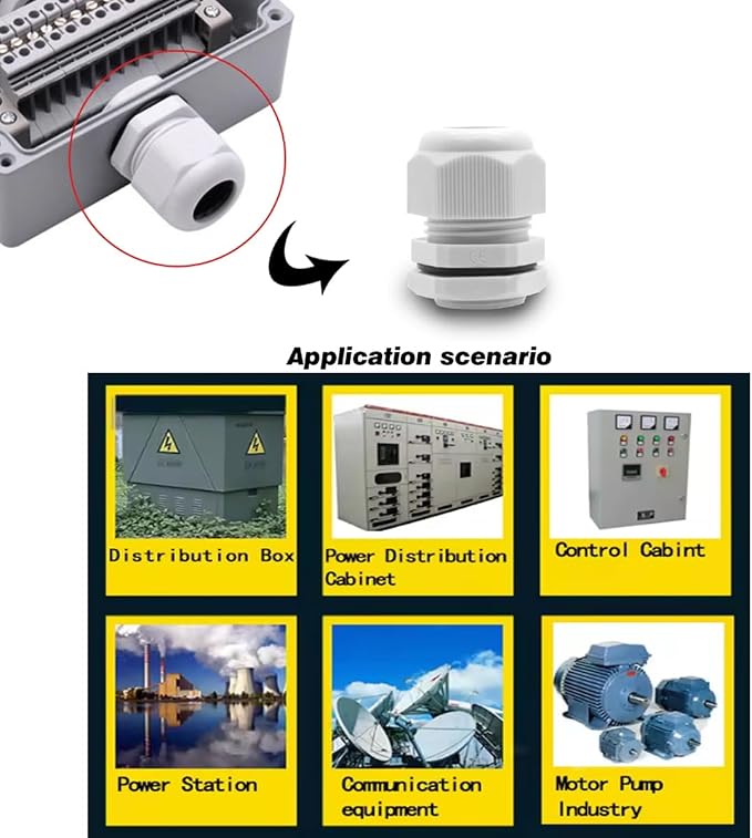 PENGLIN 10PCS Waterproof 3/4" NPT Grey Nylon Cable Gland Strain Relief | IP68 - Image 8