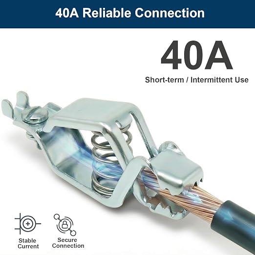 40A Heavy Duty Alligator Clips, Battery Clamps 4 Pack | Strong Stainless Steel - Image 3