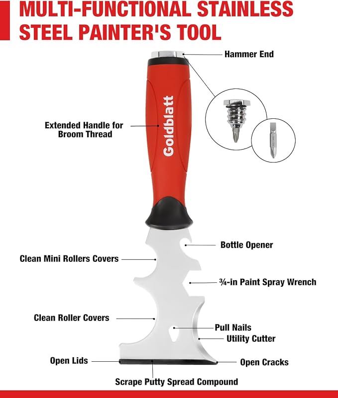 Goldblatt Drywall Hand Tool Kit | 14 in 1, 6 Pieces Stainless Steel Joint Knife - Image 2