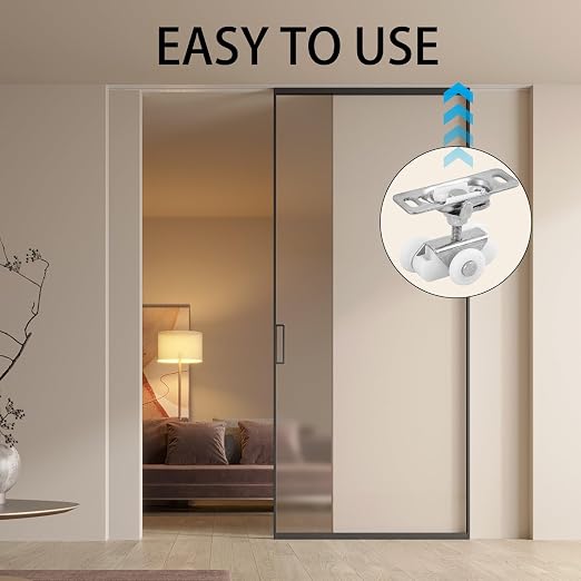 2Pcs Silver 3/4" Sliding Pocket Door Rollers Assembly, Sliding Door Wheels - Image 6
