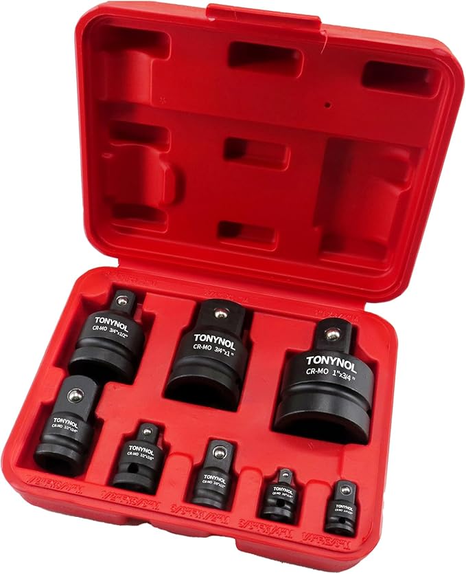 TONYNOL 8 Piece Impact Socket Adapter and Reducer Set | 1/4" 3/8" 1/2" 3/4" by TONYNOL
