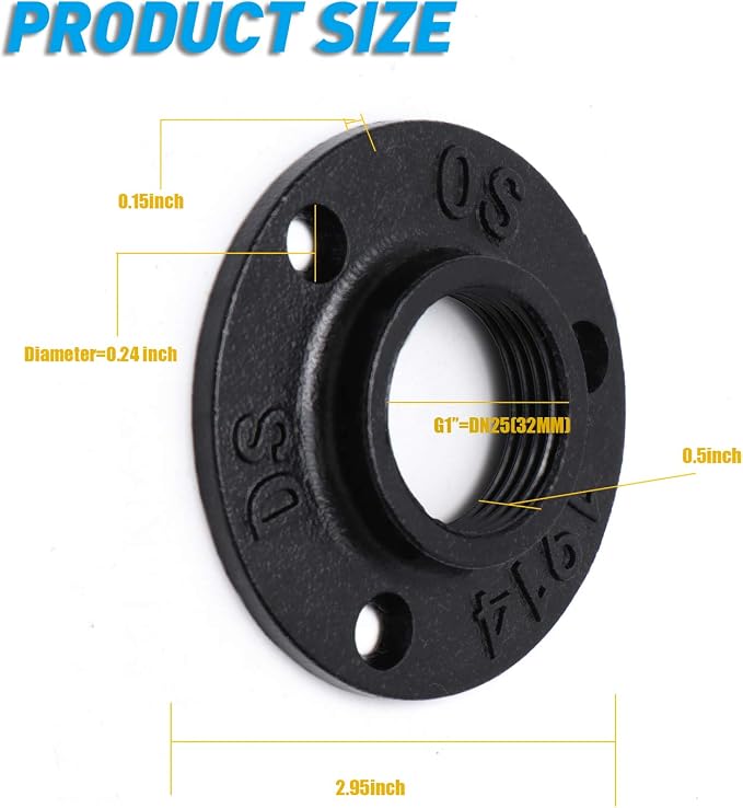 1" Antirust Black Painted Floor Flange, 30 Pack Malleable iron Pipe Fittings - Image 2