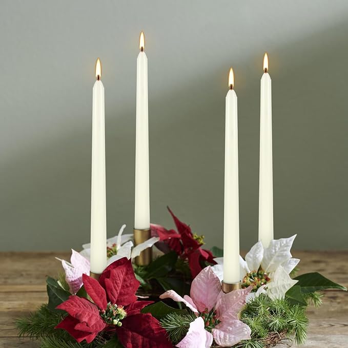 Howemon 8 Pack Ivory Taper Candles 10 Inch Tall 3/4 Inch Thick Burn 8 Hours - Image 5