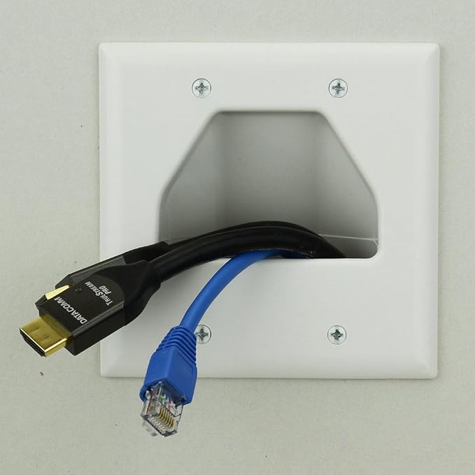DATA COMM Electronics 45-0002-BK 2-Gang Recessed Low Voltage Cable Plate - Image 2
