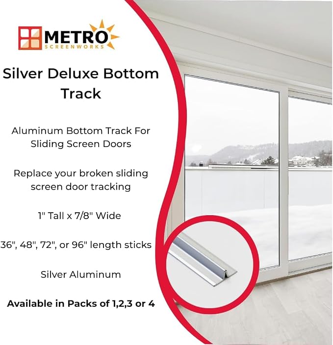 Sliding Screen Door Deluxe Bottom Track, 1” Wide 3/8” Tall - 72 in - Image 7