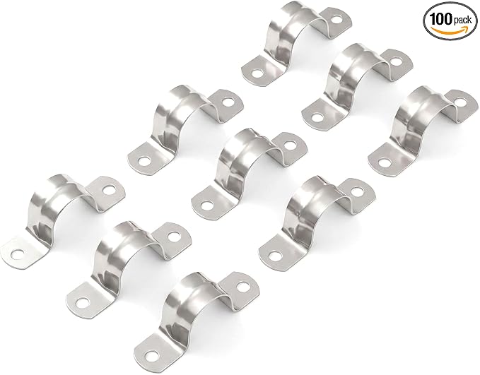 Yaocom 100 Pcs 1 Inch Opening Pipe Strap 304 Stainless Steel Conduit Clamp by Yaocom