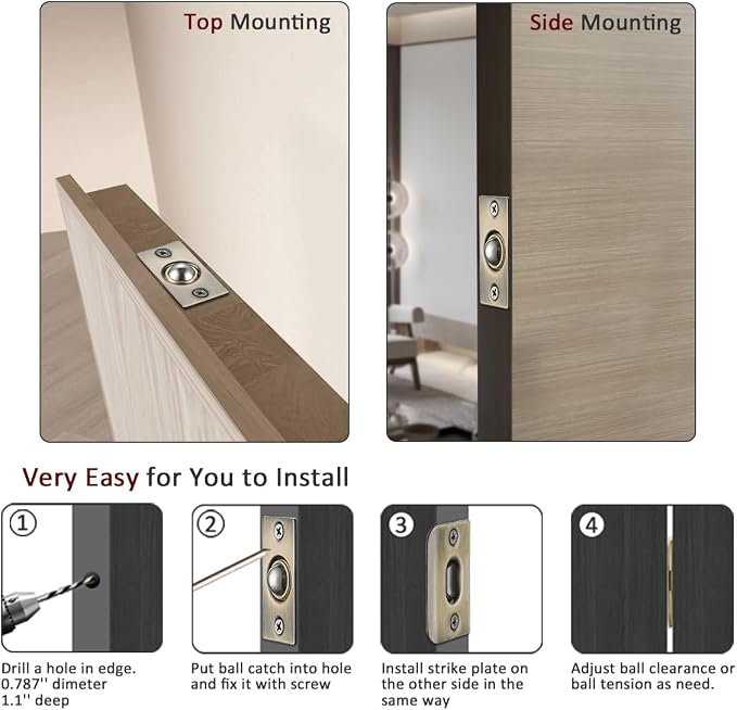 JQK Closet Ball Catch Door Hardware, Stainless Steel Catch Adjustable - Image 3