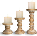 Candle Holder for Pillar Candle Set of 3, Farmhouse Wood Candle Holder by CEDARLUX