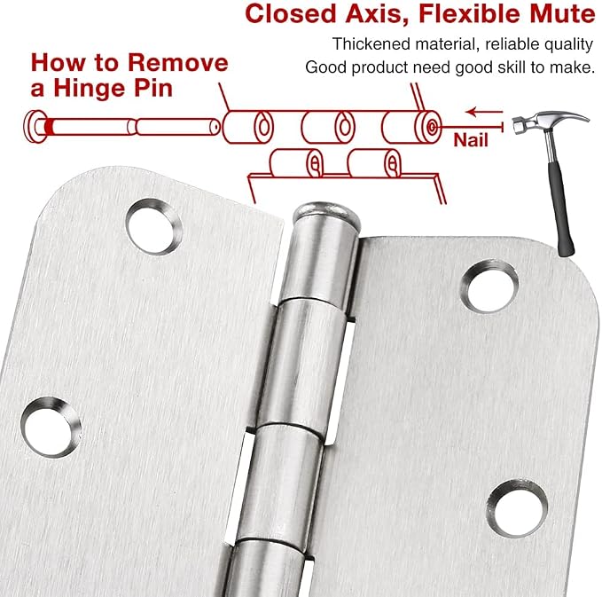 24 Pack Brushed Nickel Door Hinges 3.5 Inch - Image 5