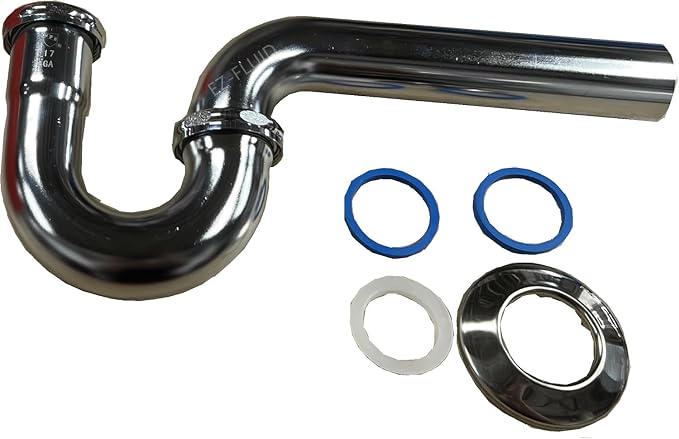 EZ-Fluid 1-1/2" Thick Heavy Duty 17 Gauge Kitchen Sink Chrome Brass P-Trap by EZ-FLUIDPlumbingProducts