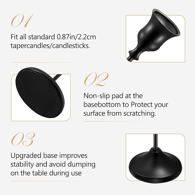 Candlestick Holders 6 PCS Metal Taper Candle Holders, KSWING Black Candle Stick - Image 4