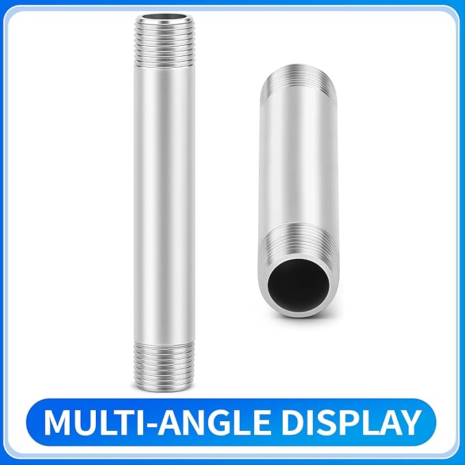 ChillWaves 304 Stainless Steel Pipe Fitting, Nipple Cast Pipe 1-1/2" NPT Male x - Image 3