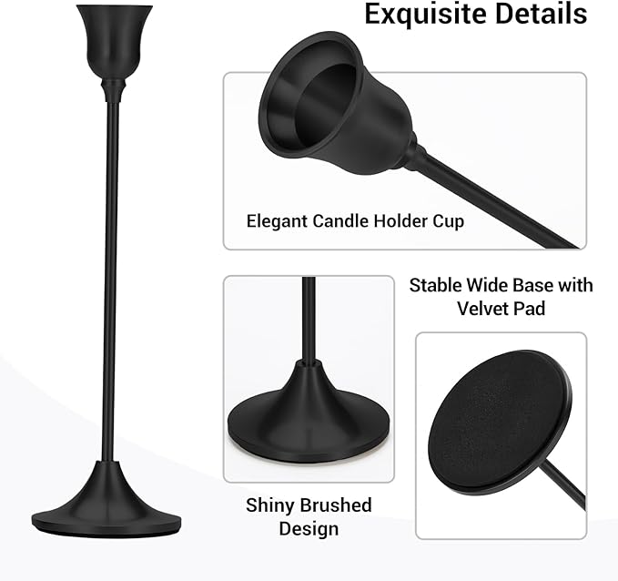 Tifanso 3PCS Vintage Black Taper Candlestick Holders - Image 4