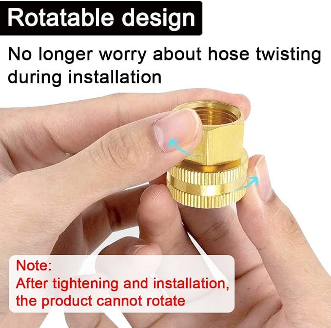 Joywayus 2PCS Brass Swivel Pipe Fitting 3/4" GHT x 3/8" NPT Double Female | - Image 4