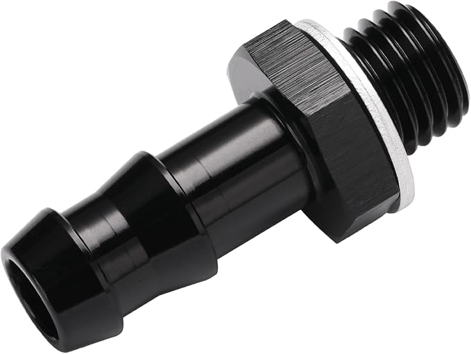 M12x1.5 Male Metric to 3/8 Barb Fuel Pump Outlet Adapter Fitting Aluminum Black - Image 5