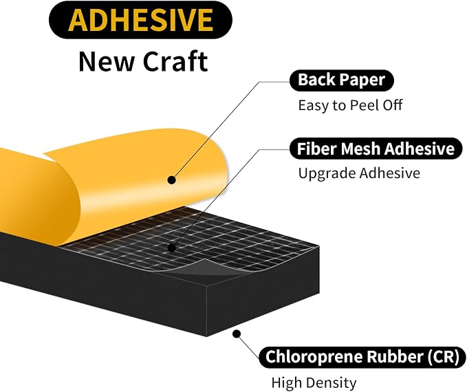 Weather Stripping, High Density CR, Strong Adhesive, 1/2 in x 1/4 in x 26Ft | - Image 3