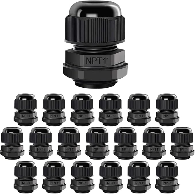 20 Pack NPT 1" Cable Glands Waterproof Adjustable 18-25mm Cable Connectors by LeMotech