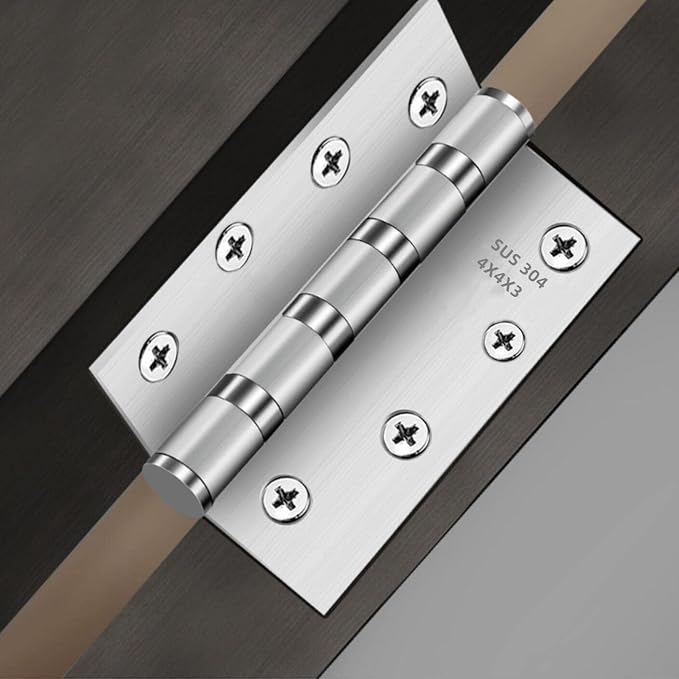 4" Silver Heavy Duty Stainless Door Hinges, 3 Pack | 4 x 4 inch ball bearing - Image 5