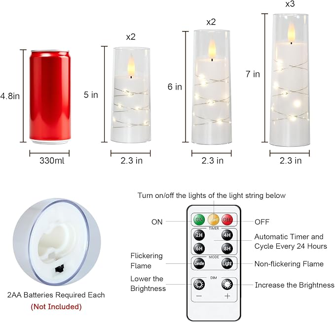 Raycare 7 Pack Flameless Battery Operated Pillar Candles - Image 7