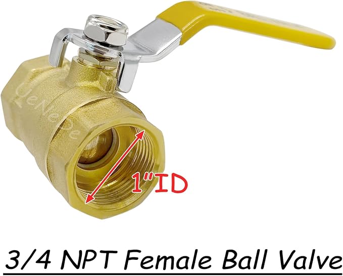 Uenede Brass 3/4 inch NPT Female Ball Valve 600 WOG, Metal Plumbing Control - Image 2