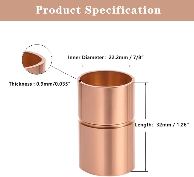 Straight Copper Coupling Fittings, 7/8 Inch Copper Pipe Welding Joint Connector - Image 2