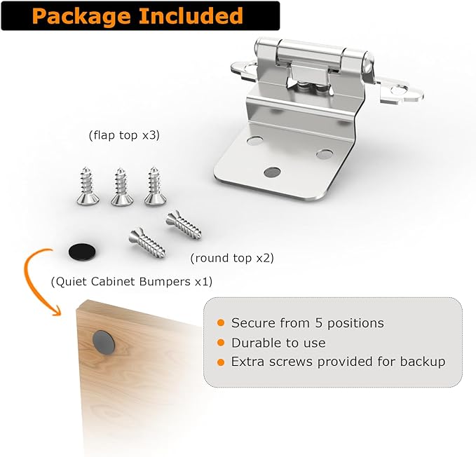 3/8 Inch Inset Cabinet Hinges, 20 Pack Self Closing Flush Face Mount Hinges - Image 6