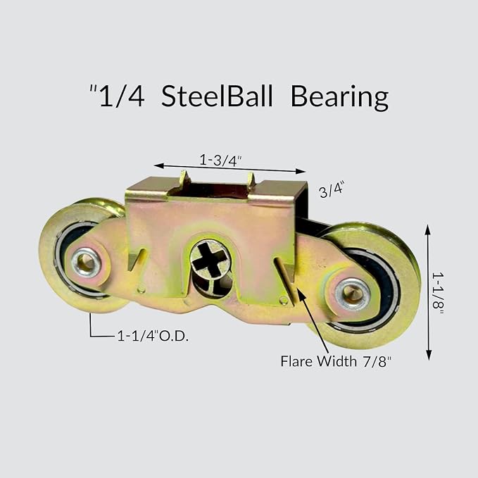 2 Pack Sliding Door Rollers, 1-1/4 Inch Patio Door Tandem Roller Assembly - Image 2