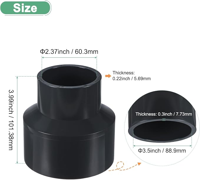 M METERXITY 1-Pack UPVC Reducer Pipe Fitting - Image 3