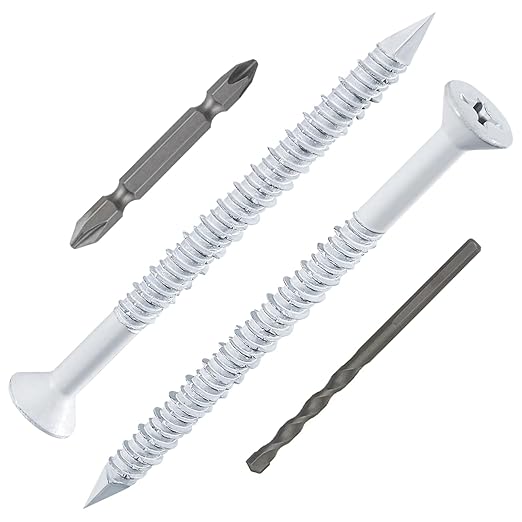 WenSilon 3/16" x2-3/4 White Concrete Screw Anchor White Flat Head by Wensilon
