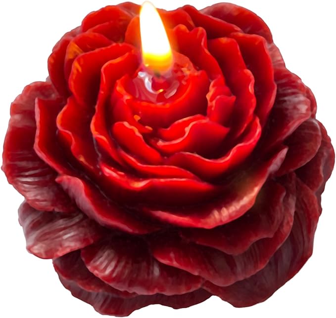 Burgundy Peony Flower Shape Scented Candles by Peytanger