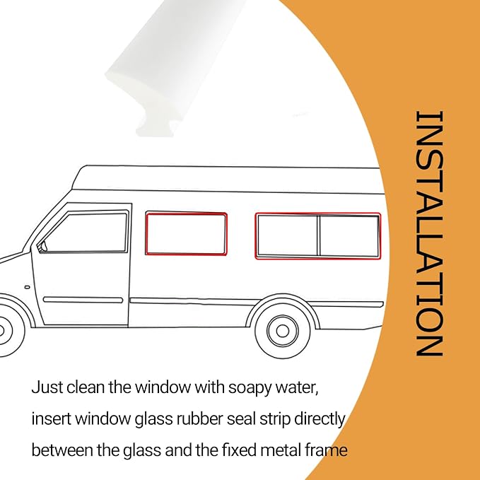 White RV Window Seal, W: 1/4" x H: 1/2" Rubber Window Gasket, RV Window Weather - Image 4