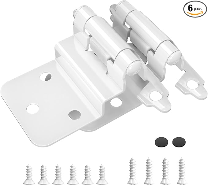 3/8 Inch Inset Cabinet Hinges, 3 Pairs Self Closing Flush Face Mount Hinges by CHIBERY-US